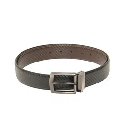 Cazzano Men Black Leather Reversible Belt With Buckle Closure-image-64
