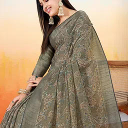 DIVASTRI Paisley Kalamkari Printed Zari Mysore Silk Saree-picture-24