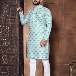 ATOXIC Men Turquoise Blue Kurtas-image-9