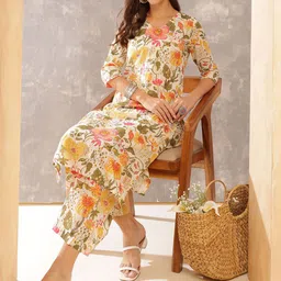 Anouk Women Floral Printed Regular Pure Cotton Kurta with Palazzos-image-80