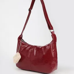 LULU & SKY Textured PU Structured Hobo Bag With Tasselled image 2