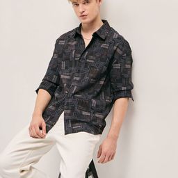 THE BEAR HOUSE Men Relaxed Fit Spread Collar Geometric Printed Casual Shirt-picture-28