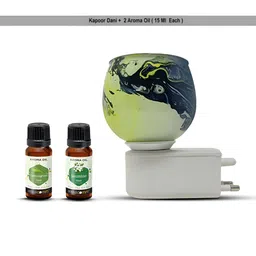 PEEPALCOMM 3Pc Green Printed Electric Aroma Oil Diffuser With Scented Oils - 15 ml Each-image-5