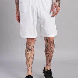 GRIFFEL Men Graphic Solid Loose Fit High-Rise Sports Shorts-image-90