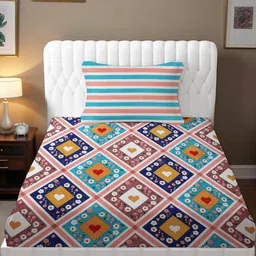 IVAZA Multicoloured Floral 180 TC Queen Bedsheet with 1 Pillow Covers-image-8
