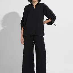 all about you Mandarin Collar Neck Shirt With Trousers Co-Ords-image-97