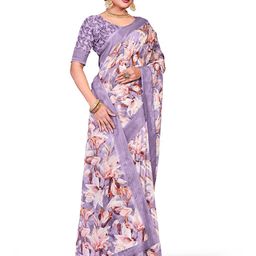 Lichee Floral Printed Zari Border Festive Saree-32