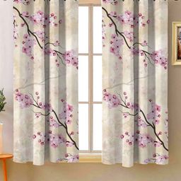 Steve & Anderson Jester Rose & Beige 2 Pieces Floral Regular Window Curtain (5 Feet)-image-34