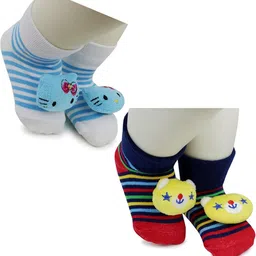 NESKA MODA Kids-Unisex Set Of 2 Ankle Length Cotton Socks-75