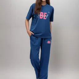 FITIN OUTFIT Typography Printed T-shirt & Pyjama Set-picture-49