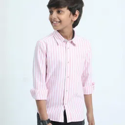 Rocket Scinece Boys Cotton Single Pocket Casual Striped Shirt-21