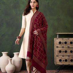 Sangria Woven Design Winter Pashmina Woollen Stole-picture-41