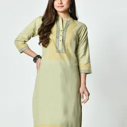 MAURYA Geometric Yoke Design Mandarin Collar Straight Kurta-picture-35