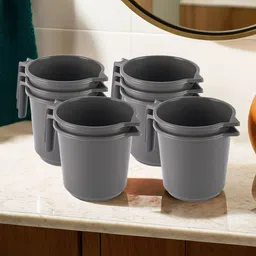 Kuber Industries Grey 10 Piece Floral Multi-Functional Bathroom Mug- 1 ltr-picture-0