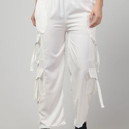 CROWN KING Women Straight Fit Easy Wash Cargos Trousers-picture-23
