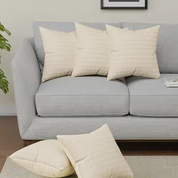 RUBOXA Cream-Coloured Set of 5 Striped Square Cushion Covers-12