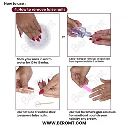 BEROMT Set Of 12 Salon Finish Press On Nail Tip With Application Kit - Shade- BFN453PSN image 2