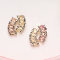 Estailo fashion Gold-Plated Pearls Beaded Circular Studs-8