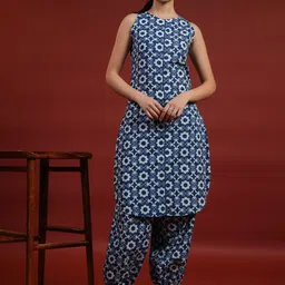 anayna Women Floral Printed Regular Pure Cotton Kurta with Dhoti Pants-image-24