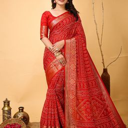 Anouk Rustic Bandhani Zari Silk Blend Bandhani Saree-12