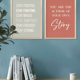 Kotart Brown & Grey 2 Pieces Typography Printed Wooden Wall Arts-picture-30