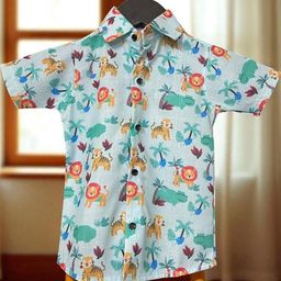 The Collared Kids Floral Printed Classic Cotton Shirt-image-89