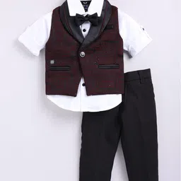 LITTLE COLLARS Boys Roll-Up Sleeves Shirt with Trousers & Waistcoat-image-93