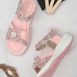 STEFENS Girls Open Toe Wedge Heels Sandals With Western - Embellished-6