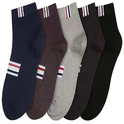 CAVENDERS Men Pack Of 5 Striped Ankle-Length Socks-12