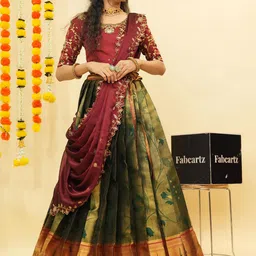 Fabcartz Embellished Beads and Stones Semi-Stitched Lehenga & Unstitched Blouse With Dupatta-21