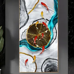 THE NEXT DECOR Tranquil Fish Pond Glass Finish Vertical Wall Art-image-92