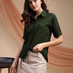Kinjo Women Shirt Collar Cotton Top-image-68