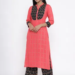 Anouk Red Floral Printed Straight Kurta With Palazzo-picture-21