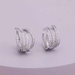 Kushal's Fashion Jewellery Rhodium Plated Zircon Studded Classic Hoop Earrings-image-22