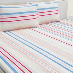 HOME AFFAIRS White & Red Geometric 160 TC Queen Bedsheet Set 1.5 m x 2.2 m-11