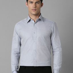 Louis Philippe Men Classic Spread Collar Geometric Printed Cotton Formal Shirt-picture-9