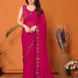 Jhilmil Fashion Solid Mirror Work Saree-image-64