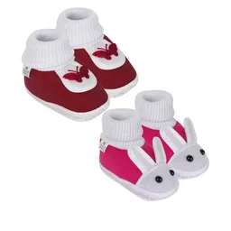 NESKA MODA 12 To 18 Month NonSlip Infants 2 Pair Set Cotton Rabbit Butterfly Booties-image-29