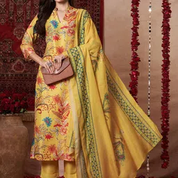 Anni Designer Floral Printed Mandarin Collar StraightKurta with Trousers & Dupatta-image-46