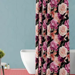 ArtzFolio Peach-Colored & Purple Printed Waterproof Shower Curtain-image-95