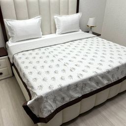 Pure Decor Brown & White Floral AC Room Double Bed Dohar-picture-41