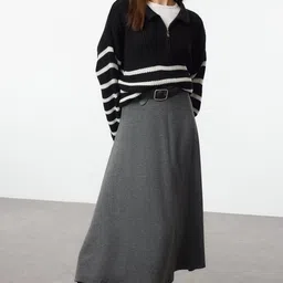 Trendyol Flared Midi Skirt-image-21