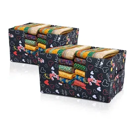 Kuber Industries Black & White 2 Pieces Printed Cloth Organisers-45