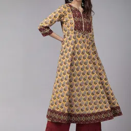 IKRASS Women Cotton Floral Printed Thread Work Anarkali Kurta-image-55