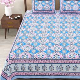 Myntra Elegant Homes Blue Printed 180TC Cotton King Bedsheet Set 2.75 m x 2.25 m-image-52