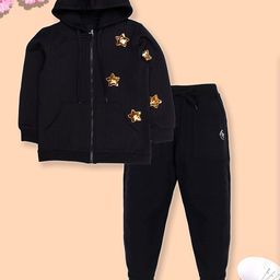 KiddoPanti Girls Appliques Fleece Tracksuit-picture-11