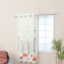 Aura White & Brown Floral Room Darkening Window Curtain-picture-39