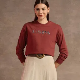 U.S. Polo Assn. Women Self Design Round Neck Sweatshirt-picture-10