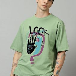 SLOWLORIS Men Graphic Printed Round Neck Oversized T-shirt-image-47