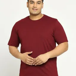 Vaishvik Men Plus Size Solid Round Neck Pure Cotton T-shirt-12